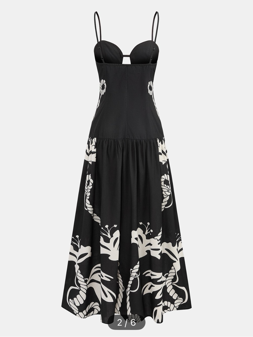 Commense Black Maxi Dress with White Floral Print